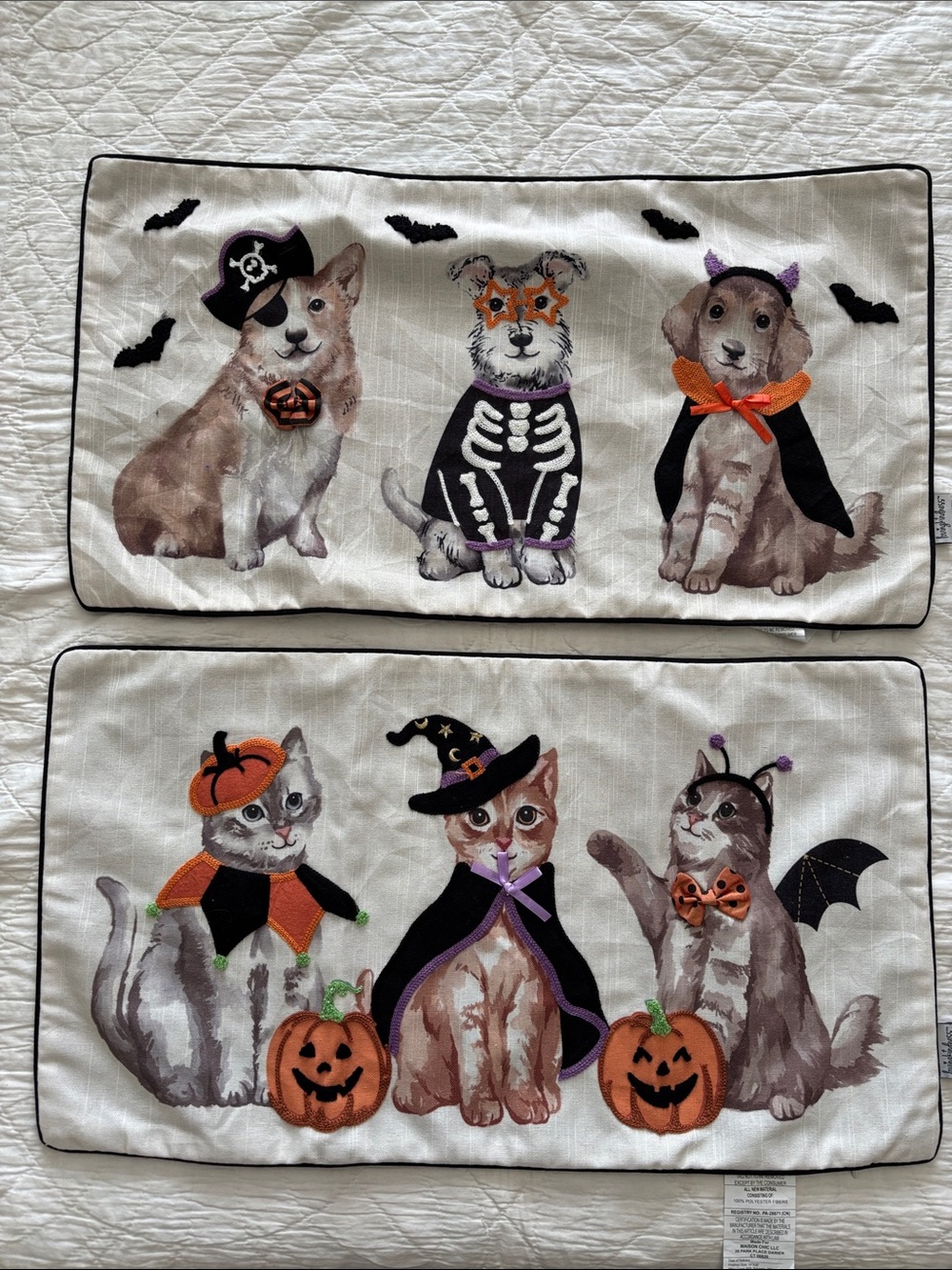 Embroidered Halowe’en Cat & Dog Pillow Covers